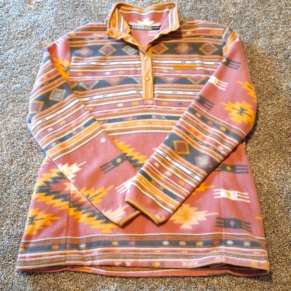 Simply Southern Western Quarter Button sweater